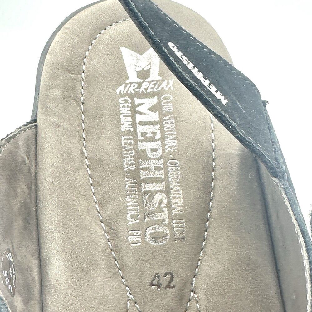 Mephisto Prudy Women's Black Wedge Heel Sandals EU Size 42 US Size 12 Suede - Picture 12 of 16